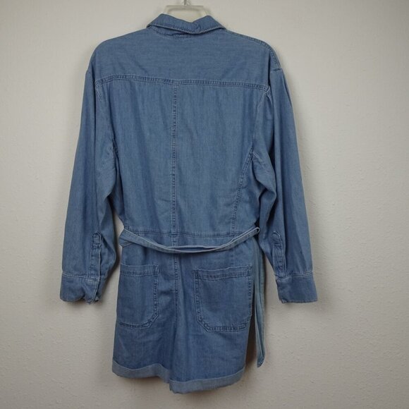 Gianni Bini Romper Women's Size 2 Blue Denim Long Sleeve Snap Front - Picture 5 of 9